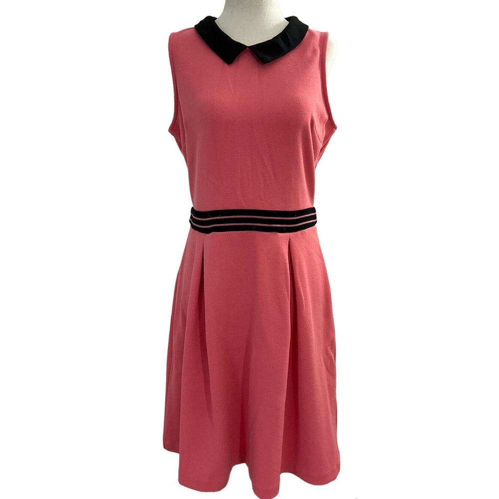 ELLE Dress Womens Citrus Punch Sleeveless Pleated Fit And Flare Zip Small | 0252
